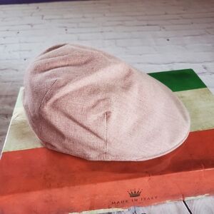 Corso Italia Newsboy Hat Cap Linen Blend Pink Size 57 M Gatsby 40's 50's